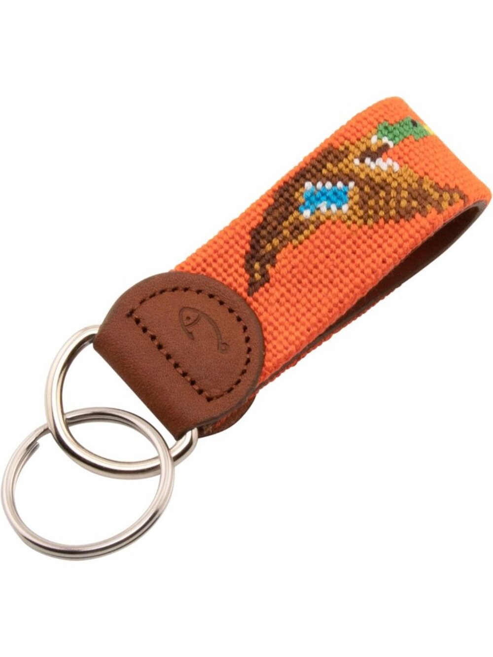 Hand-Stitched Leather Needlepoint Key Fob | Stylish Key Chain Accessory